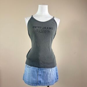 Y2K Grunge Mcbling DKNY Army Green Tank Top